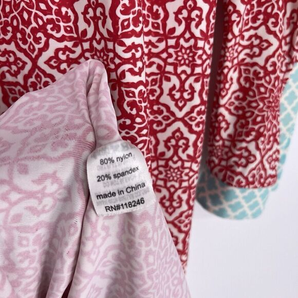 Cabana Life Dress Size Small Womens Red White Geo Print UPF50 Stretch Knit Shift - Picture 8 of 9